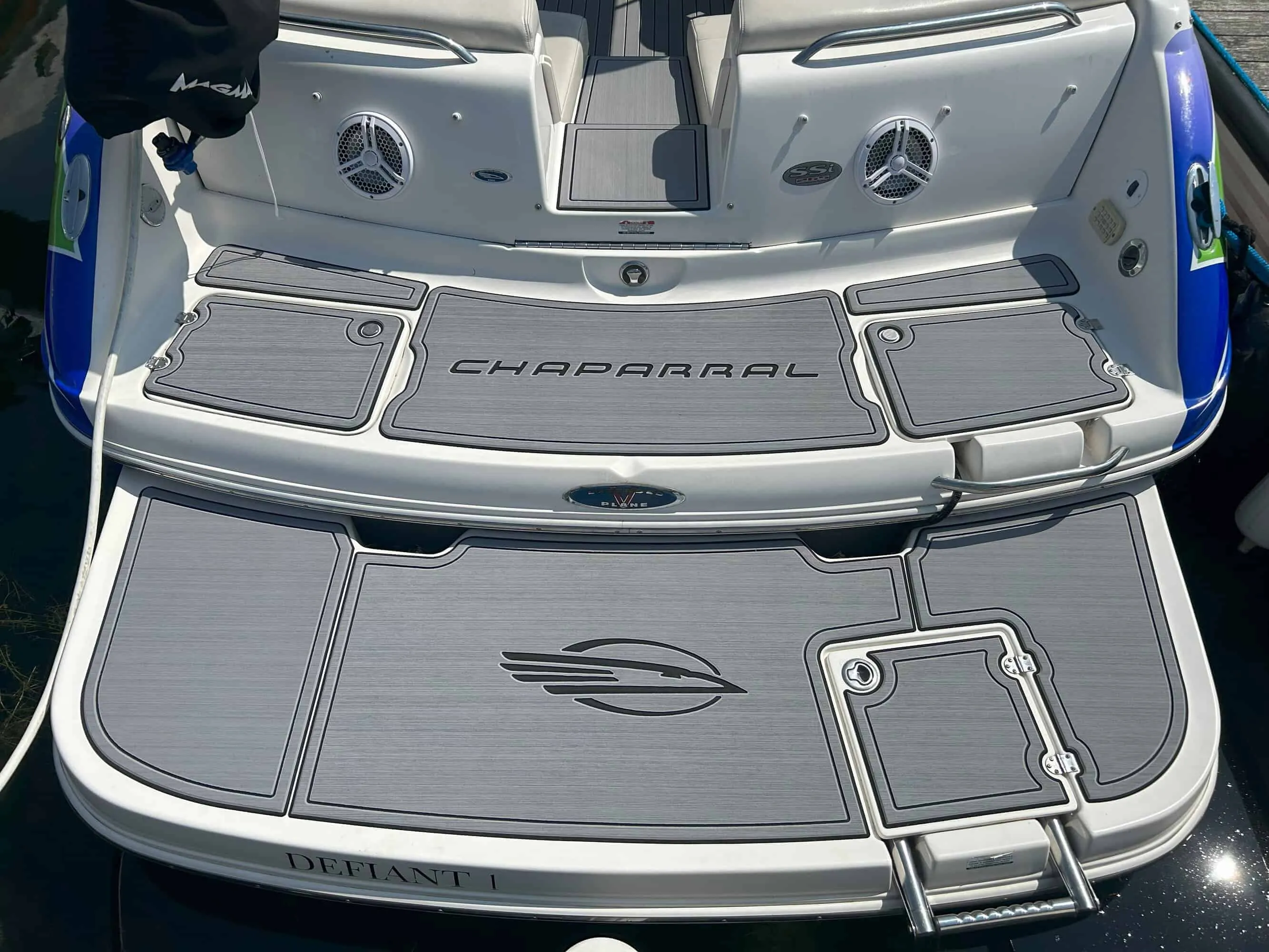 SeaDek swim platform upgrade on a 2005 Chaparral 265 SSI sport boat