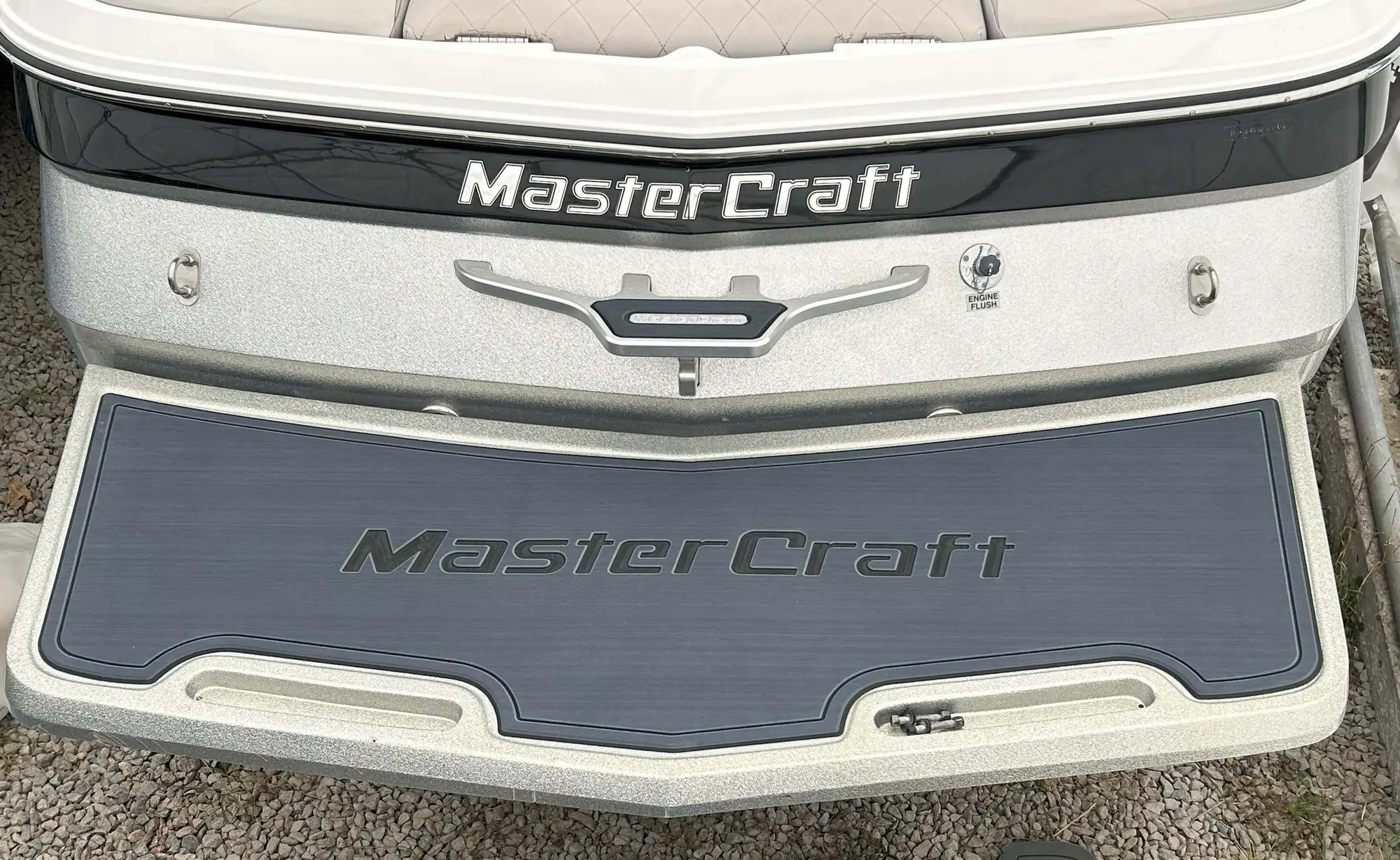 MasterCraft X2 swim platform with custom-routed SeaDek installation