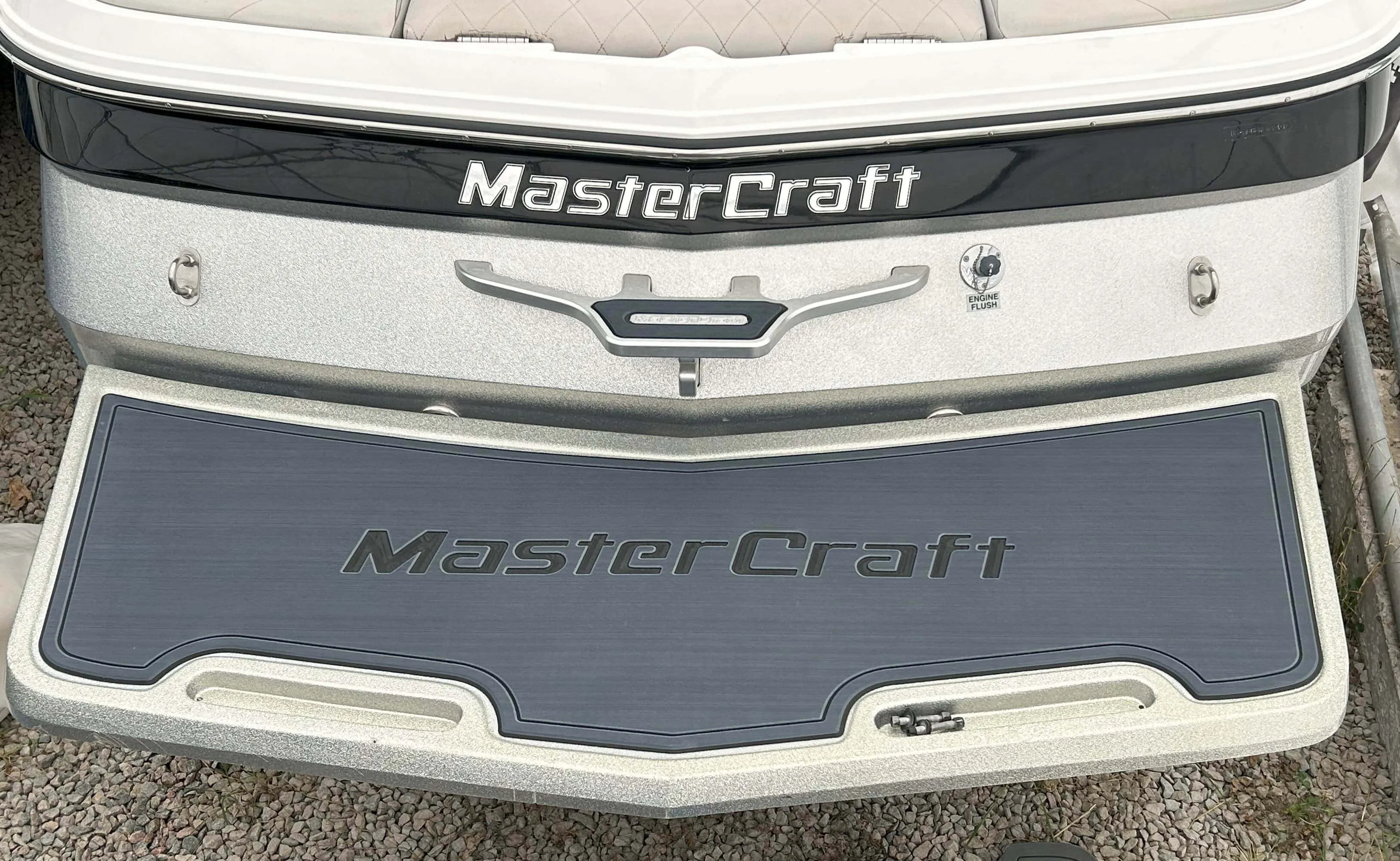 MasterCraft X2 swim platform with custom-routed SeaDek installation